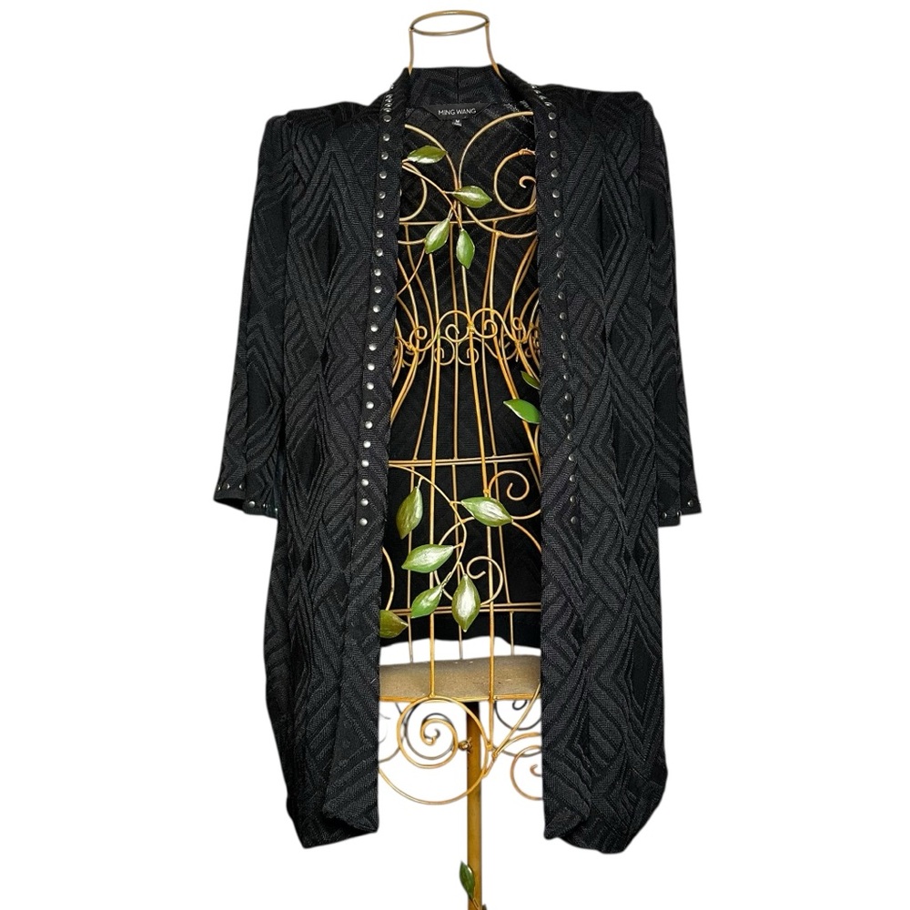 Ming Wang Black Studded Designer Open Cardigan - Women’s Size Medium